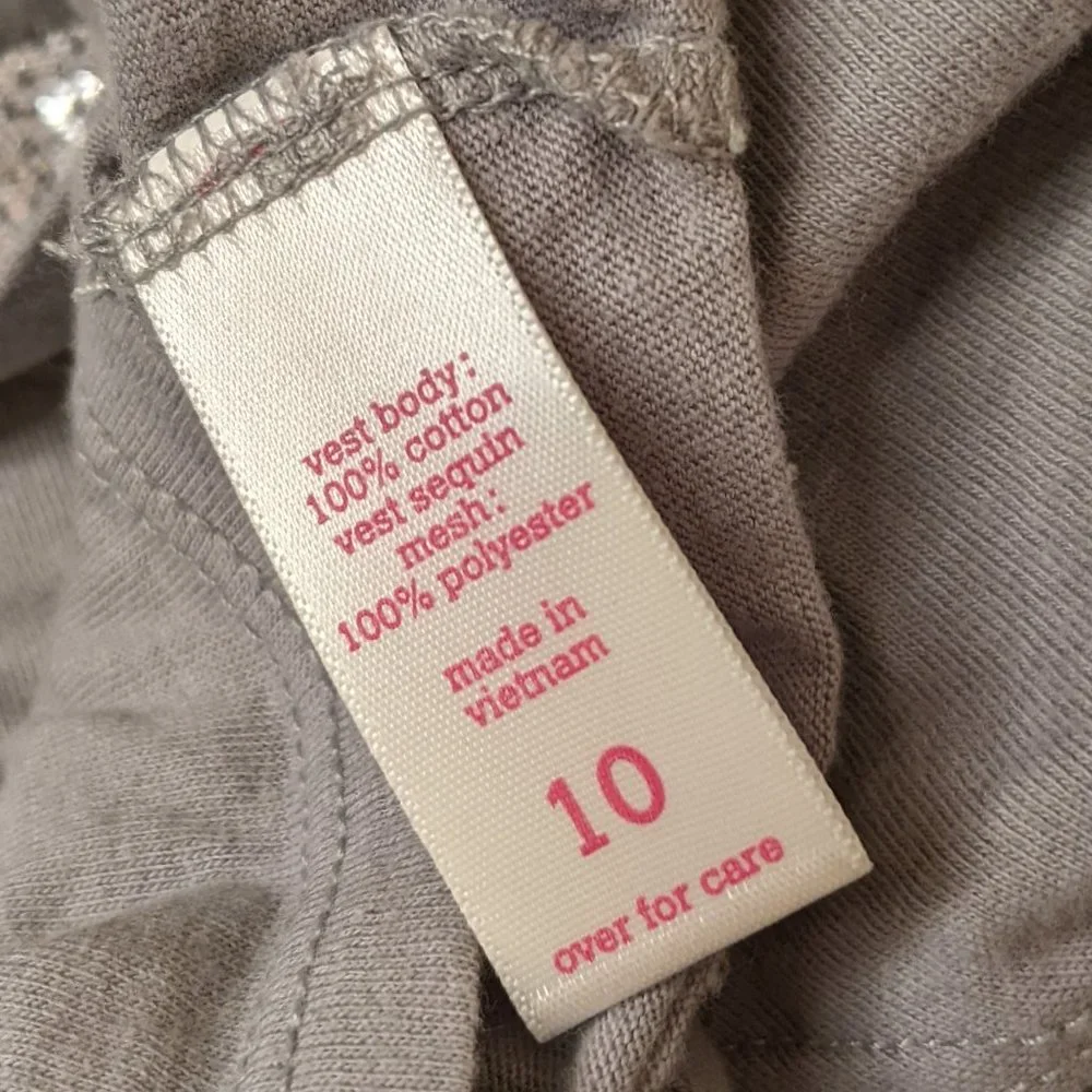 Justice Vest Sequin Size 10